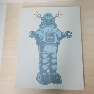 Retro Robot Art Print Canvas Wood Frame Sci-Fi Modern Wall‎ Decor